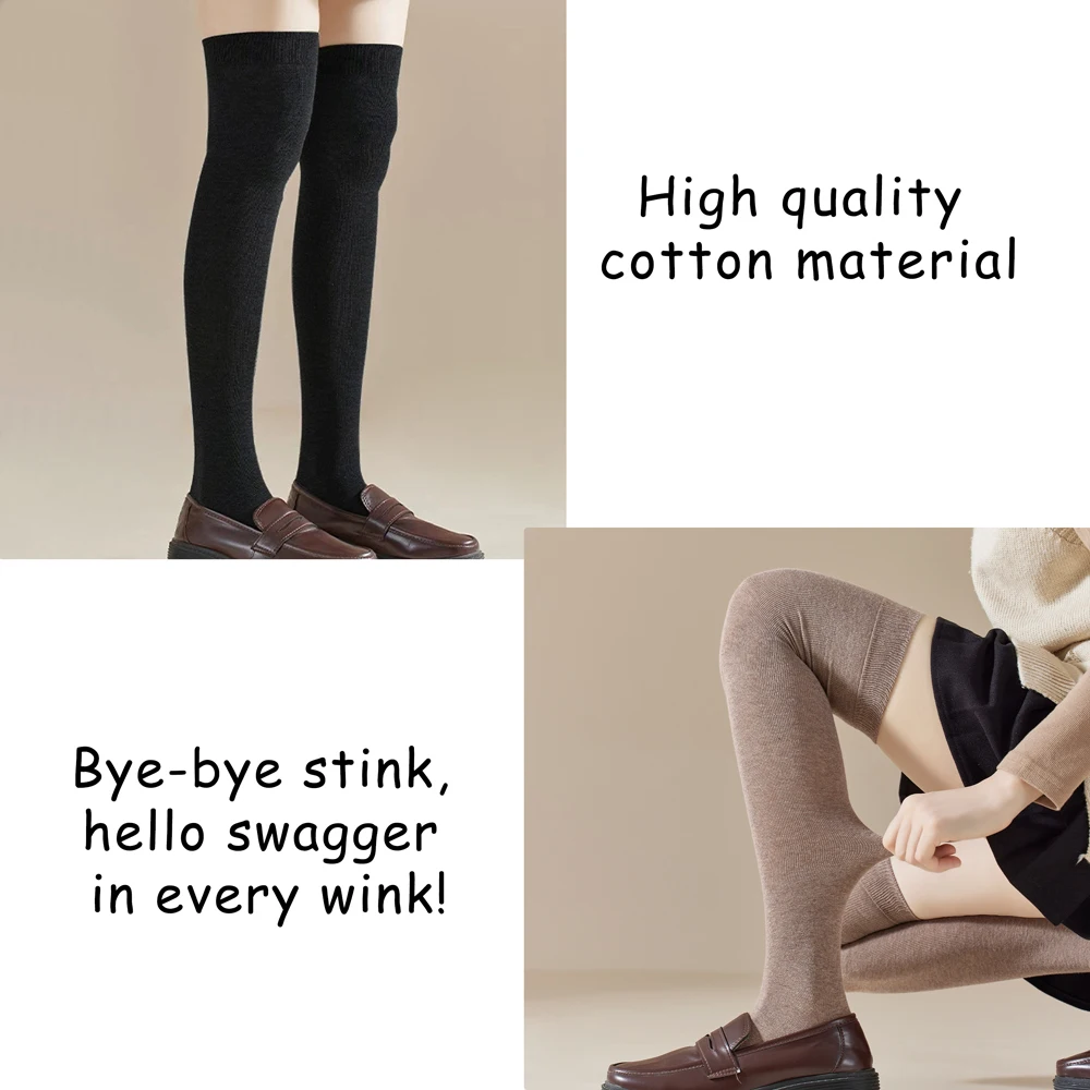 1 Paar Mikro-Druck-Kniestrümpfe zum Abnehmen für Damen, atmungsaktive Baumwolle, nahtloses Design, trendige JK-ästhetische Oberschenkelstrümpfe – Detail 13