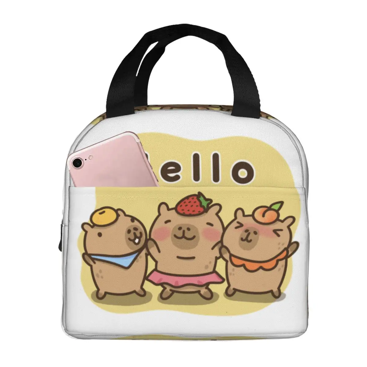 Cartoon Animal Pets Capybara Insulated Lunch Bag for Women Portable Cooler Thermal Lunch Tote Office Picnic Travel