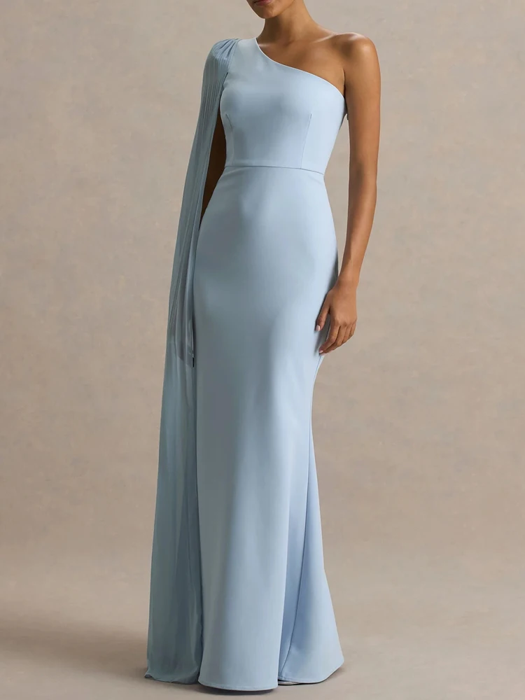 غير متناظرة قبالة الكتف عالية الخصر سليم صالح فستان طويل عطلة بلون فستان أنيق 2026 جديد الصيف المرأة مساء اللباس