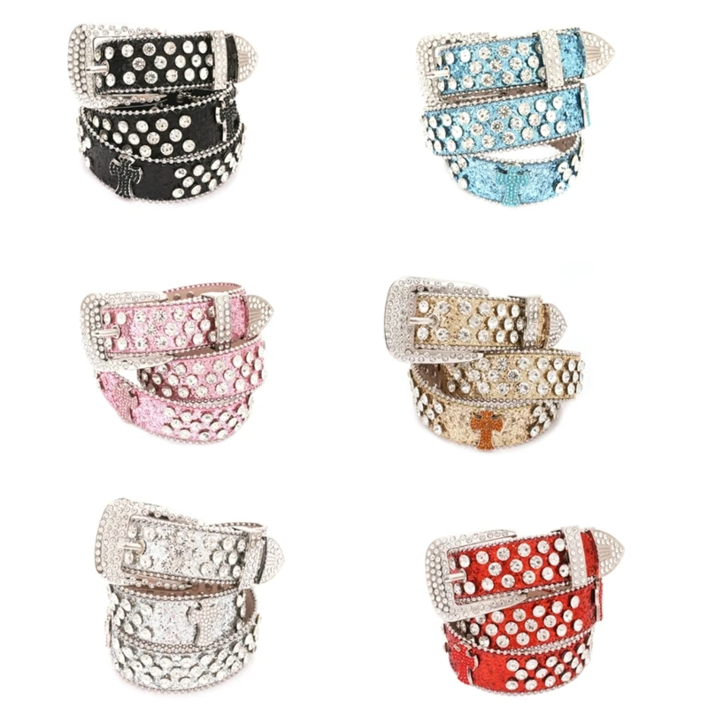 

Fashion Enthusiasts PU Belt for Pant Woman Waist Belt with Diamond Pin Buckle