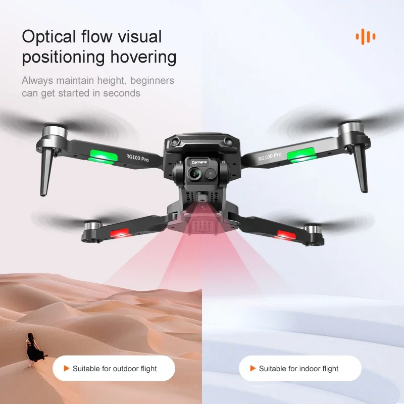 RG100 PRO Drone Quadcopter RC UAV, mainan pesawat tanpa sikat pengembalian GPS kamera ganda 4K HD 5G WiFi FPV 360 ° Laser