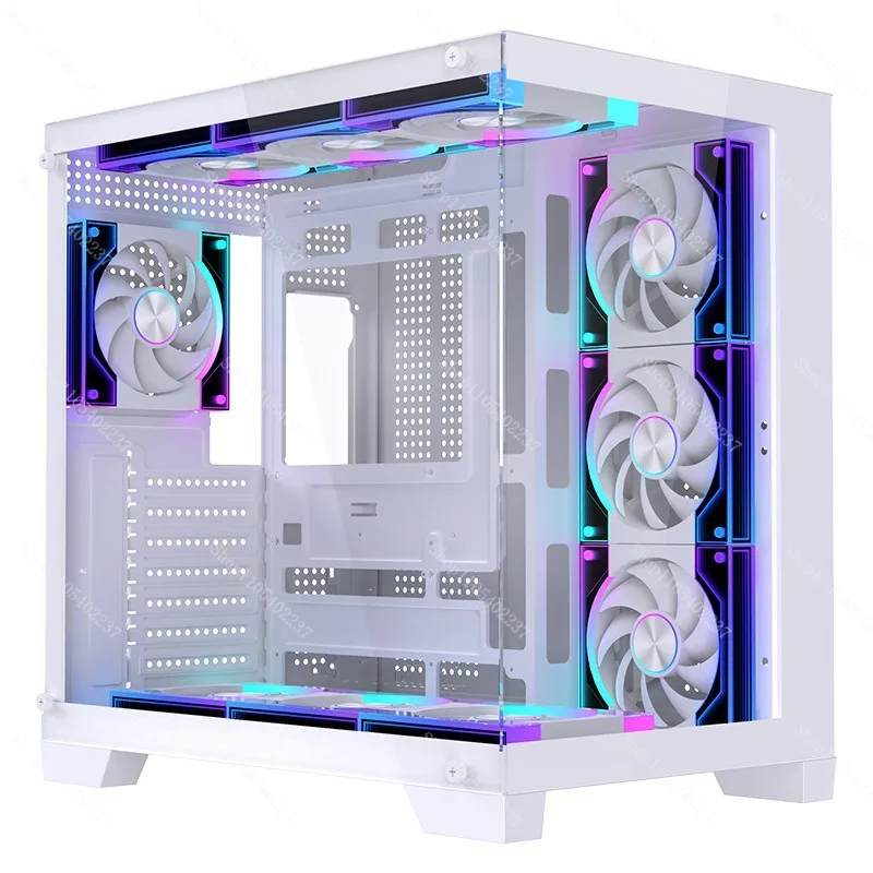 ATX Gaming Desktop PC Case, Panoramic Tempered Glass Sea View Chassis, Support 360mm Water Cooling for DIY Computer Build