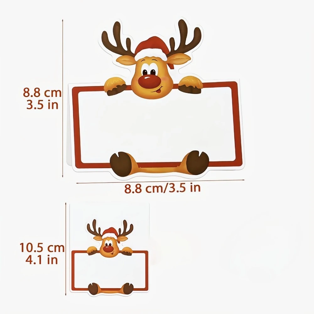 20/50/100pcs Cartoon Christmas Elk Name Place Cards Seating Number Table Card Child Birthday Christmas Party Baby Gifts Card