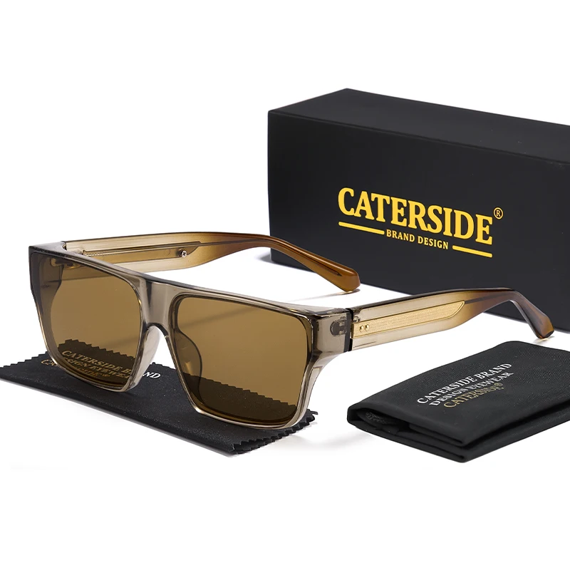 CATERSIDE Quadratische Herren-Sonnenbrille, luxuriöse goldene Tempeldekoration, Sonnenbrille, modische Damen-Outdoor-Reisebrille, UV400 – Detail 12