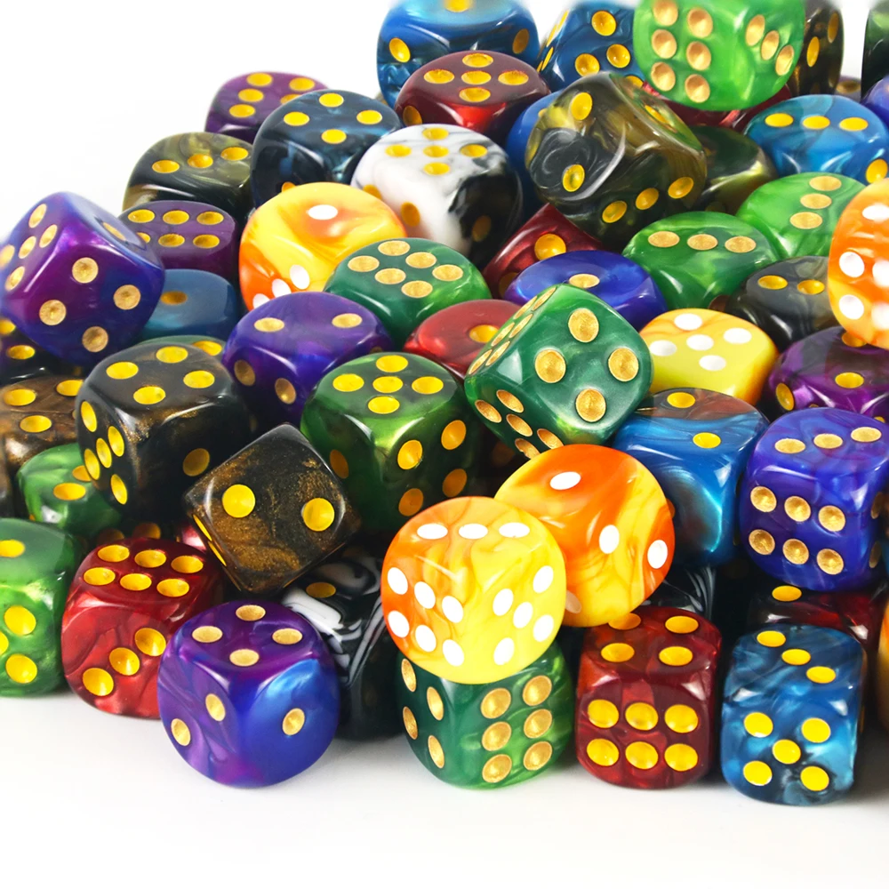 T&G 10pcs/set of 12mm D6 Gambling Dice with Gold Standard Dot for  Tabletop Game