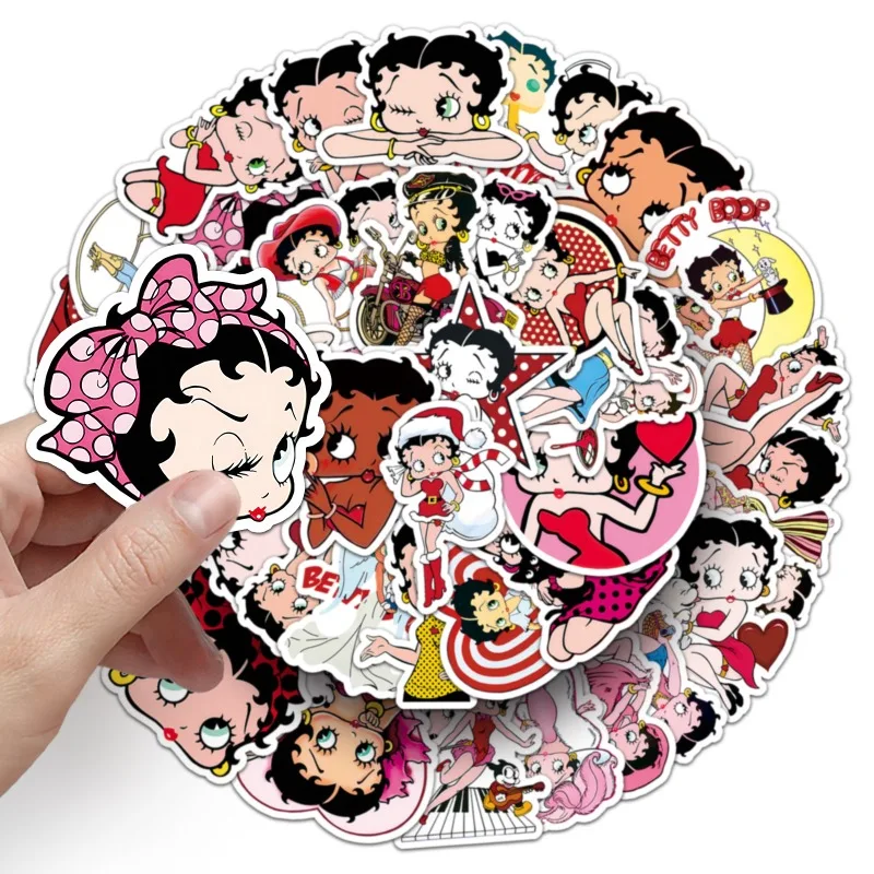 Betty Boop 50 stickers high color value cute high definition printing creative girl heart hand book graffiti decorative stickers view 3