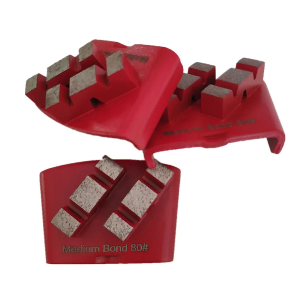 Tamponi abrasivi diamantati EZ da 9 pezzi con due segmenti metallici a forma di M per pavimenti in cemento grosso
