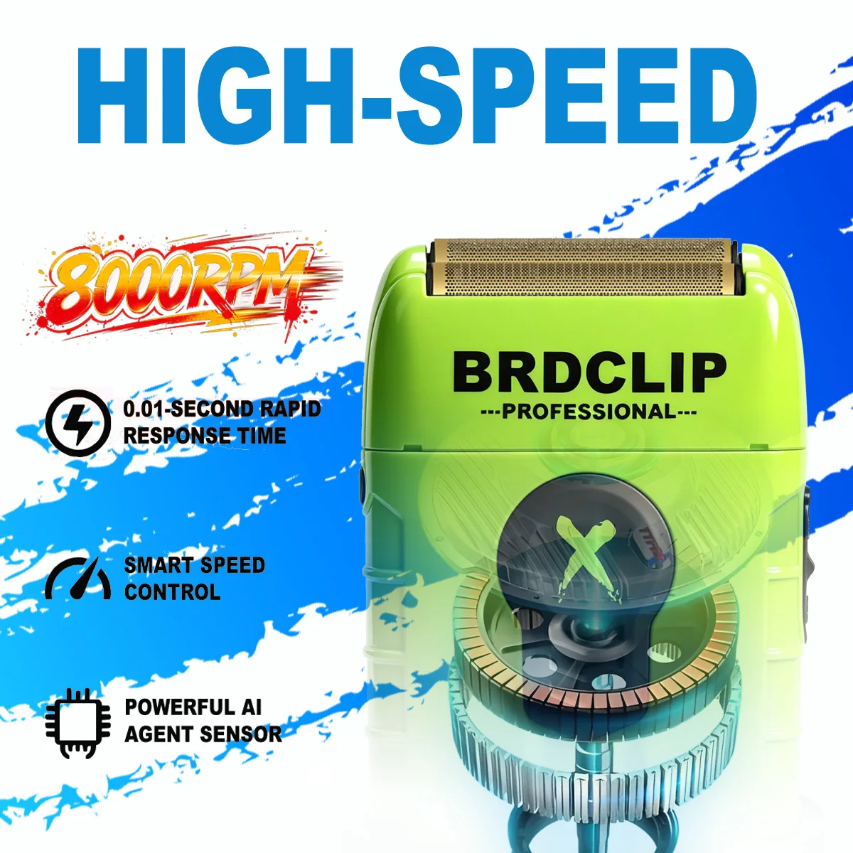 Professioneller Schwimmender Hochgeschwindigkeits-Folienrasierer Haar- und Bartschneideset Elektrischer Trimmer für Männer mit Ladestation BRDCLIP – Detail 8