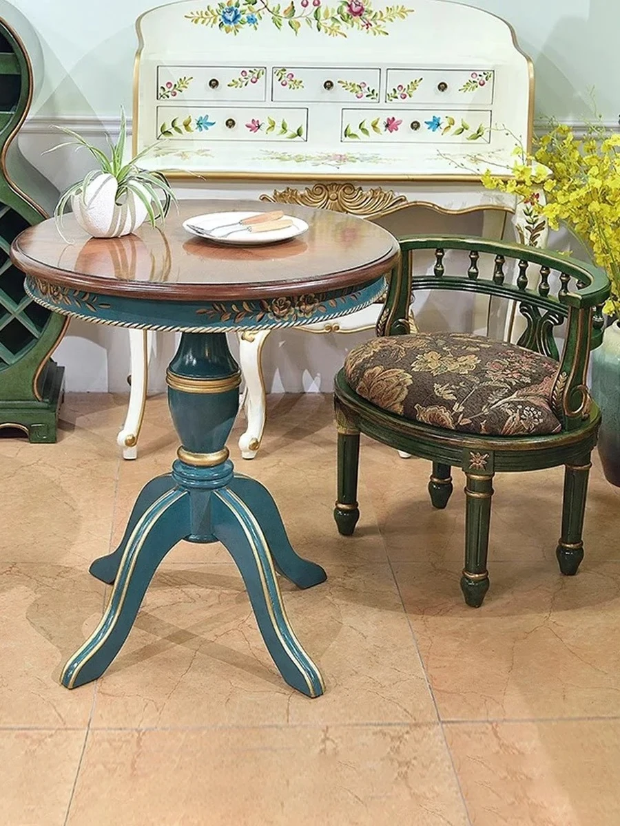 Country Solid Wood Negotiation Tea Table Living Room  round Small Dining Table