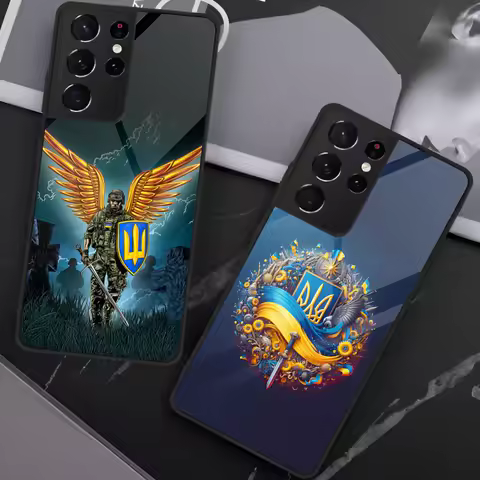 Art Ukraine Flag Phone Case For Samsung S25 S24 Ultra 23 Fe 22 Plus Galaxy A54 A55 A16 A13 A24 A15 A25 Glass Cover