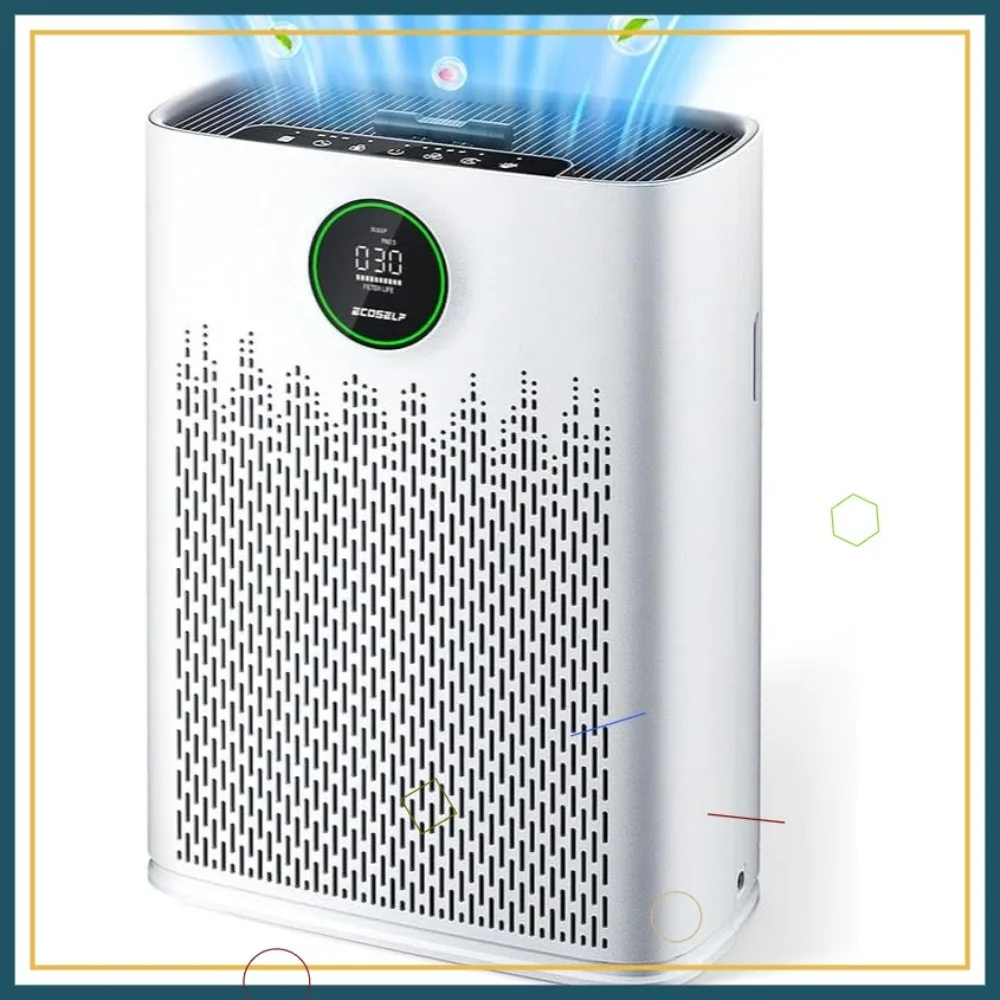 

Очиститель воздуха для больших помещений с HEPA-фильтром, умным режимом, дисплеем PM2.5, режимом сна 22 дБ, ароматерапией и 360-градусным охватом ° Воздуховод