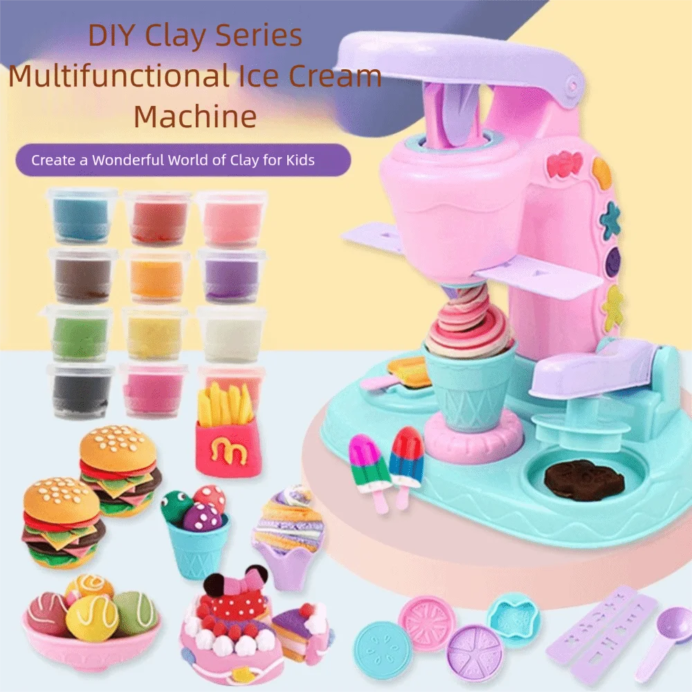 Unique Design DIY Maker Toy Interesting Design Ice Cream Noodles Machine Creative DIY Tool Handmade Mold Tool Colored Clay