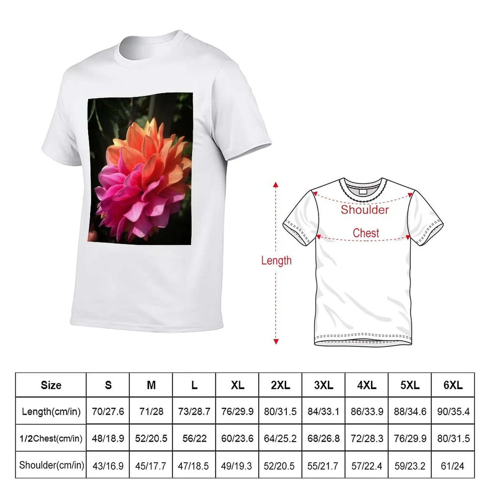 New Rare Half Pink Half Orange Dahlia Flower side profile 036 T-Shirt cat shirts blank t shirts Tee shirt mens plain t shirts