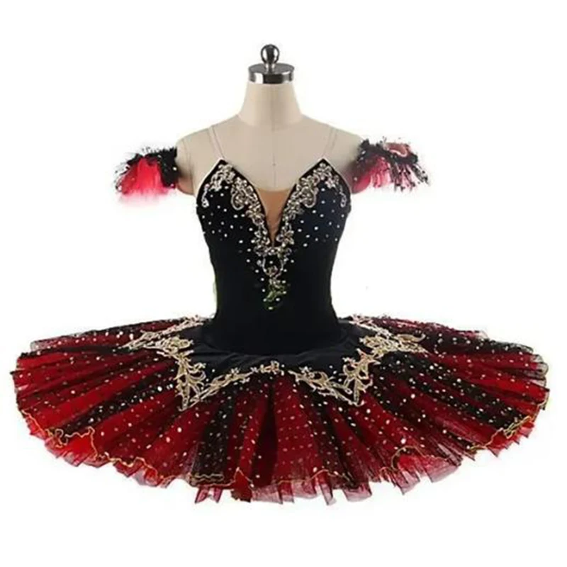 Zwart Rood Professionele Tutu La Esmeralda Performance Ballet Tutu Schotel Pannenkoek Tutu Jurk Meisjes Kids Ballerina Feest Kostuum