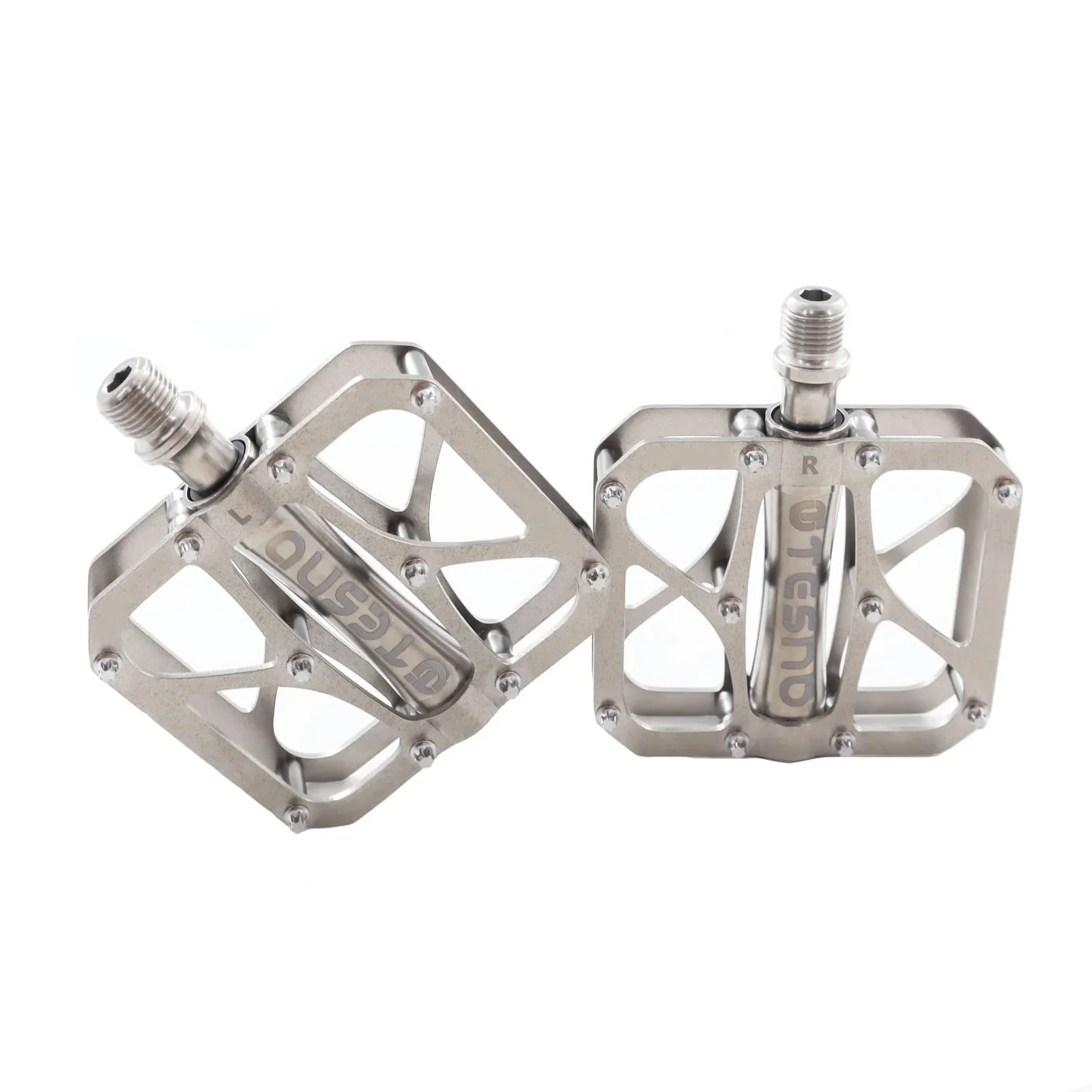 TESNO Bicycle Pedals Titanium Alloy 3 Bearings MTB Road Bike Pedal Anti-Slip Ultralight Quick Release 14mm Universal Thread Part