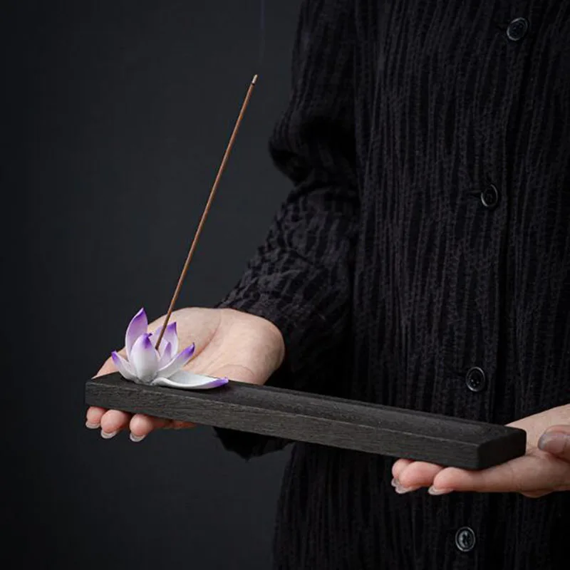 Handmade Porcelain Lotus Stick Incense Holder Indoor Aromatherapy Burner Chan Tea Ceremony Fragrance Censer Home Decor
