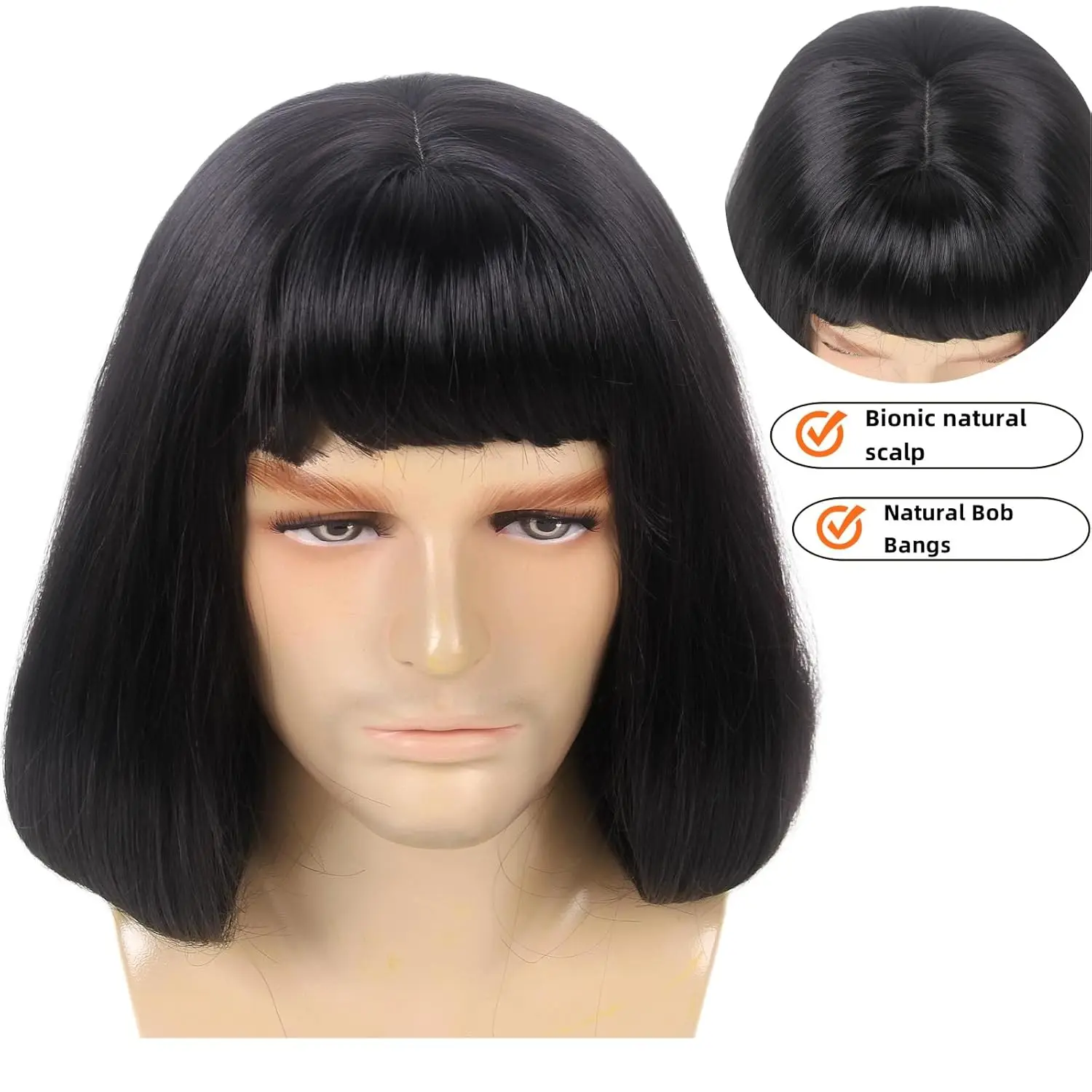 Wild Men's Wig Black Short Bob with Wolf Tail The Perfect Choice for Parties Cosplay Anime and All Occasions