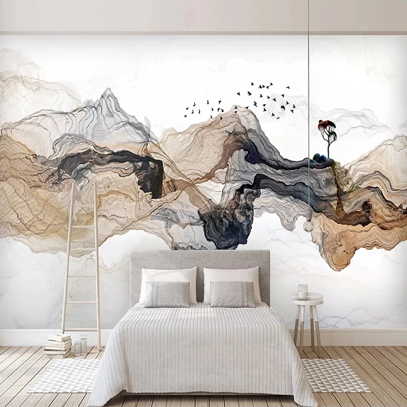 Customized Mural 3D Abstract Smoke Mountain Water Bedroom Study wallpaper Living room sofa TV background wall restaurant Hotel