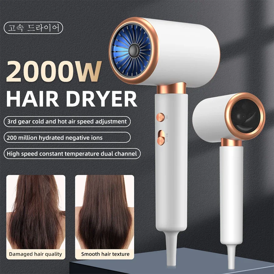 

Genuine Professional Hair Dryer Blue Light Negative Ion Hair Care Electric Hair Brush 2000W High Speed Quick Drying Dryer