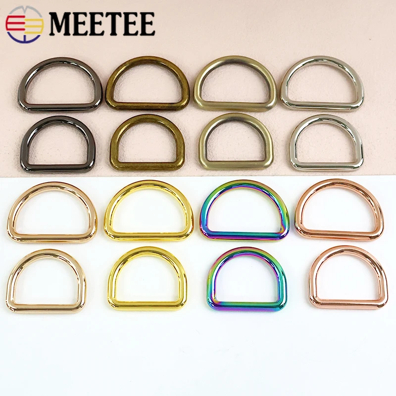 

20Pcs Meetee 10-38mm Metal D Ring Buckle for Bag Strap Webbing Loop Belt Clasp Pet Collar Backpack Connector Hook DIY Accessory