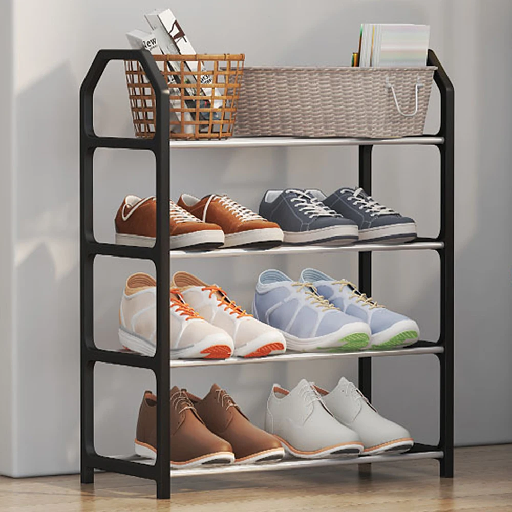 Simple 4-Tier Shoe Rack Assembled Trapezoidal Shoe Storage Racks Multilayer Shoe Storage Rack For Living Room Space Saving Shelf