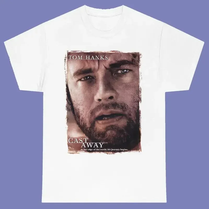 Cast Away Movie Tom Hanks Men's White T-shirt Size S-3XL