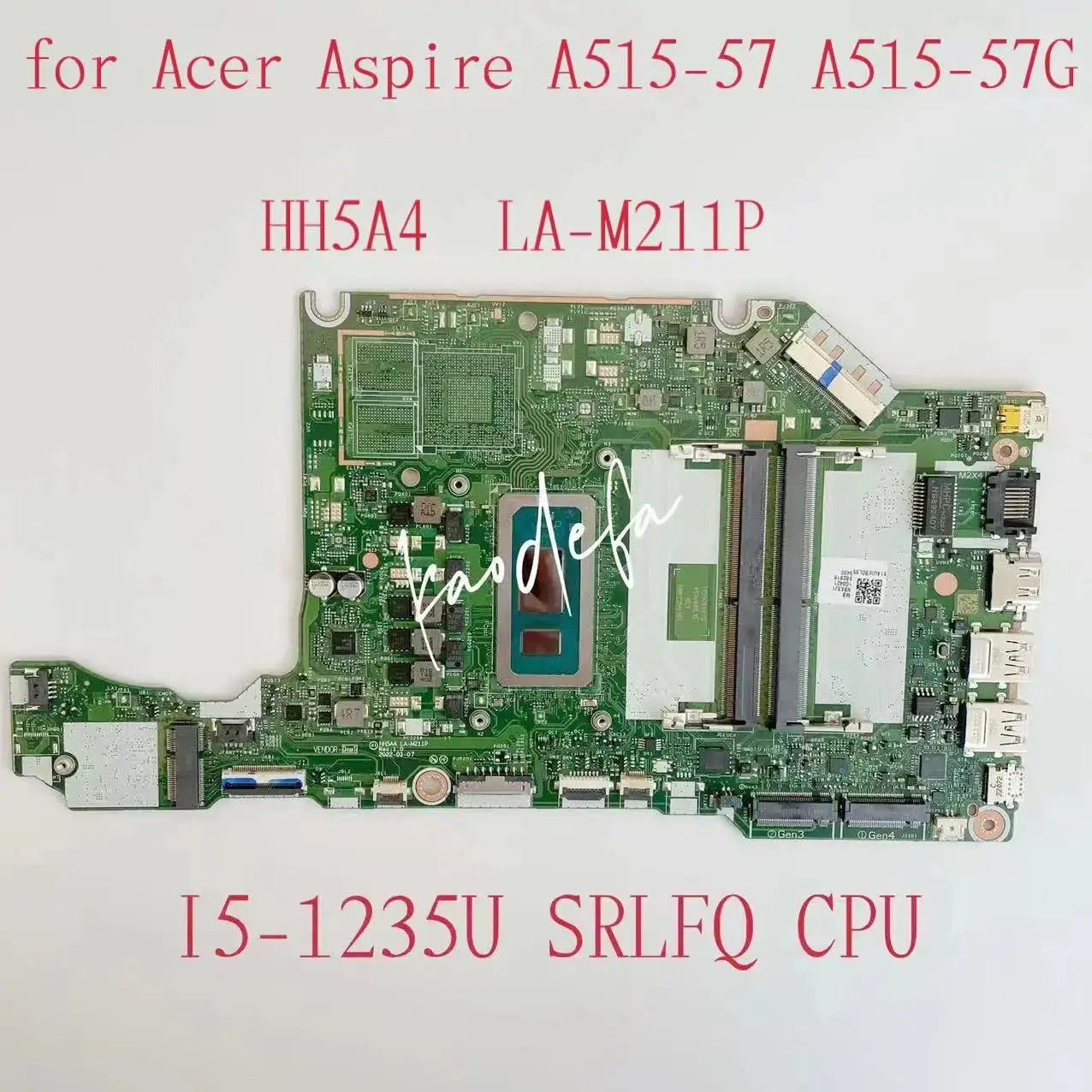 HH5A4 LA-M211P Mainboard for Acer Aspire A515-57 Laptop Motherboard CPU: I5-1235U SRLFQ DDR4 NBK3J11.003 100% Test OK