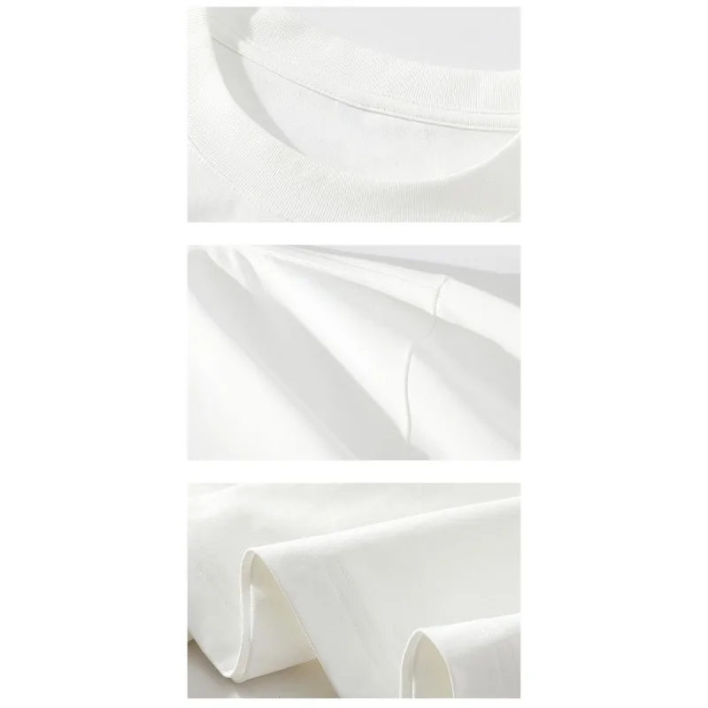 تي شيرت جديد لخريف وشتاء 2025 من القطن الخالص للرجال ملابس فضفاضة وغير رسمية أنيقة ومتعددة الاستخدامات