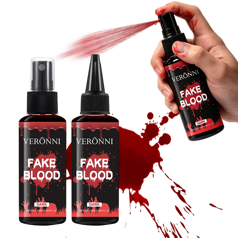 Fake Blood Spray Washable Long-Lasting Fake Wounds Makeup for Halloween Party Vampire Zombie Monster Stage Blood Spray Blood