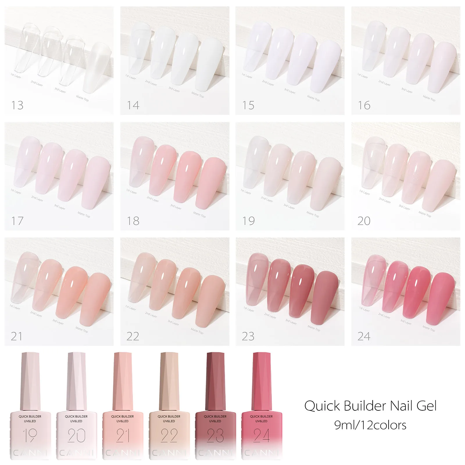 CANNI HEMA Free TPO Free Quick Glitter Jelly Builder UV-Verlängerungskonstruktion Selbstnivellierender Soak Off UV-LED-Gel-Nagellack 9 ml – Detail 9