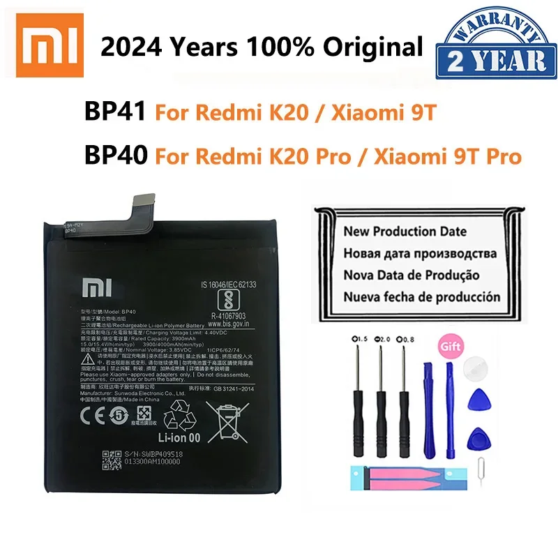 

100% Original Battery BP41 BP40 For Xiaomi Mi 9T Mi9T RedmiK20 Redmi K20 Pro K20Pro 4000mAh High Capacity Phone Batteria