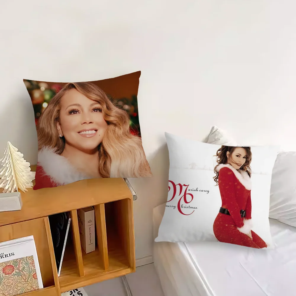 Christmas M-MariahS Singer  Pillow Case Sofa Bedroom Living Room Office C-Care Bedside Table Backrest Cushion Printing Square