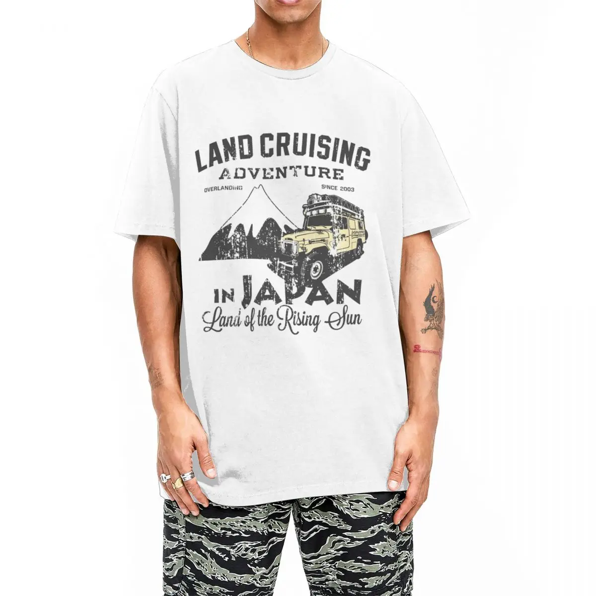 Men Off Road Landcruising Adventure Shirt Merch Mount Fuji Land Cruiser Pure Cotton T-shirt Clothing Tee Shirt All Seasons