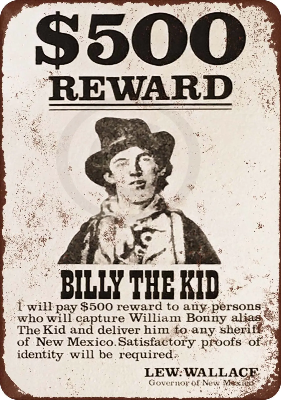 Custom Kraze 1878 Billy The Kid Wanted Poster Vintage Look Reproduction Metal Sign 8 x 12