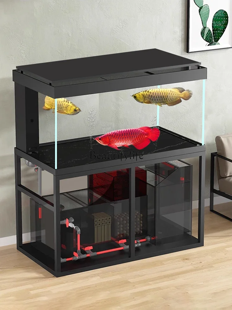 

yj9 Arowana Fish Tank Aquarium Bottom Filter Living Room Large No Water Change Ultra White Tank