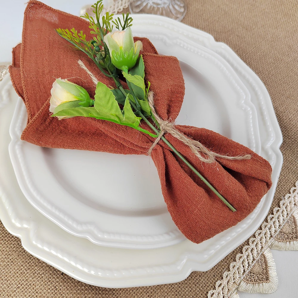 Set of 10 Cotton Cloth Napkins Gauze Fabric Factory Outlet for Everyday Use Dinner  Tea Towel Table  Village Wedding Decoration