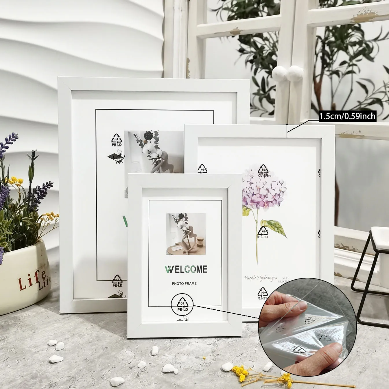 4 Pcs Wood Photo Frames Set for Classic Display