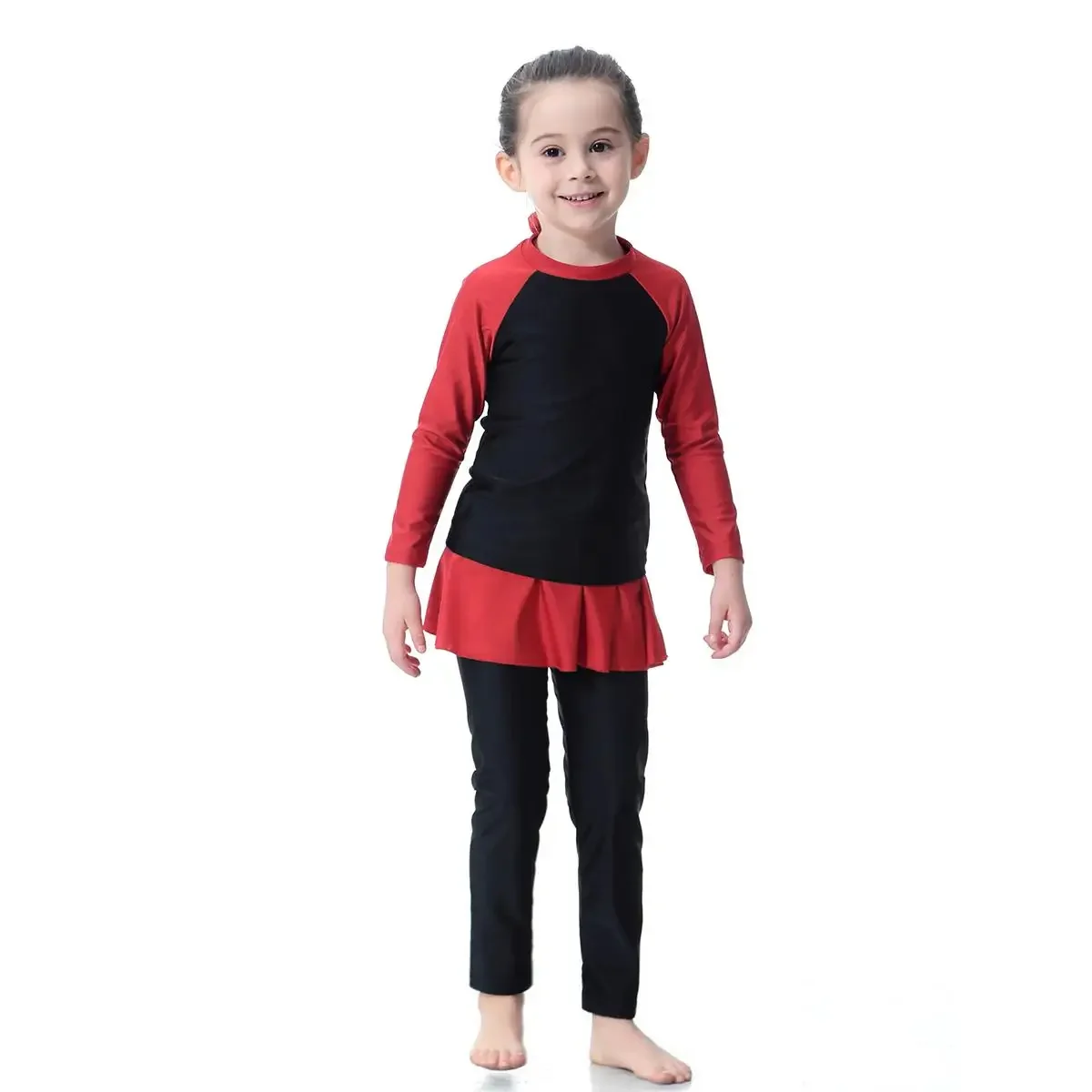 3 pezzi costumi da bagno islamici per ragazze per bambini costumi da bagno con copertura completa modesto musulmano arabo manica lunga costumi da bagno costumi da bagno set da bagno