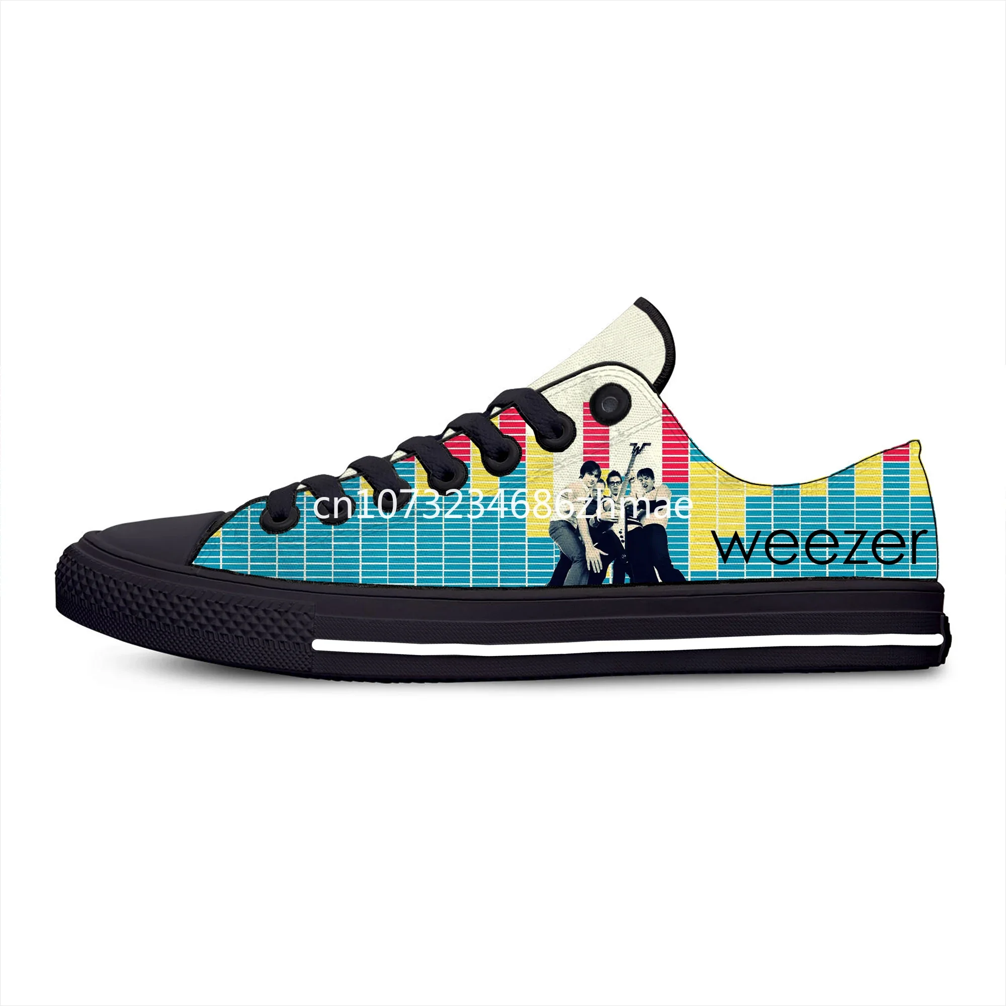 Weezer Pop Rock Band Low Top High Quality Sneakers Mens Womens Teenager Canvas Sneaker Fashion Casual Couple Shoes Custom Shoe