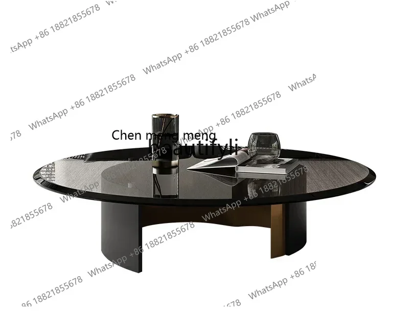 D178 round Glass Surface Tempered Small Apartment Living Room Home Light Luxury Italian Minimalist Small Coffee Table Ins Style