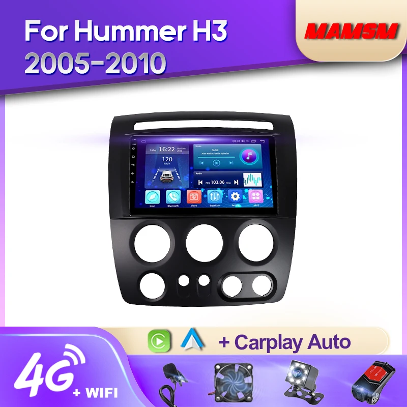 

MAMSM Android 12 2K Car Radio For Hummer H3 2005 2006-2010 Video Multimedia Bluetooth Player Navigation 4G GPS Carplay stereo