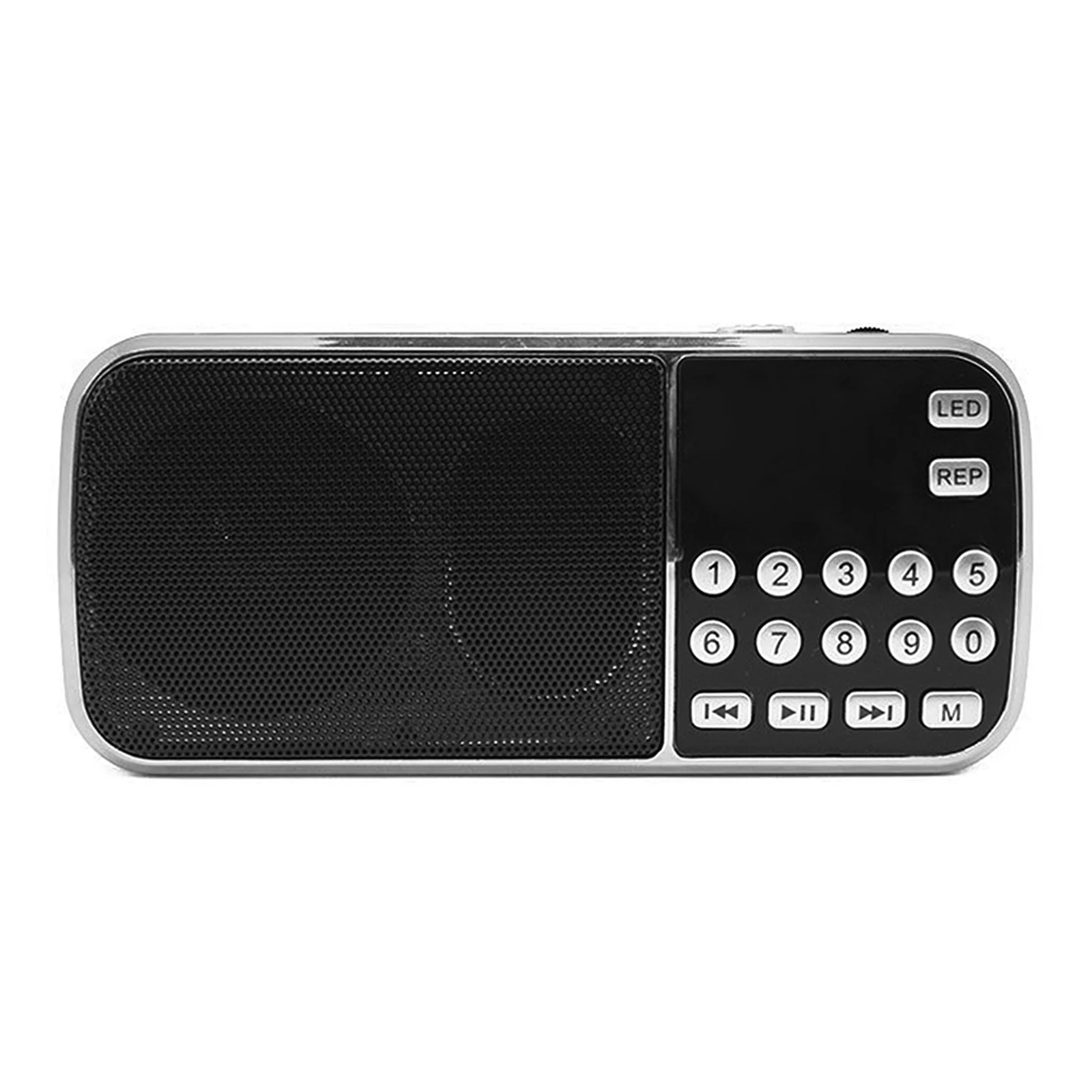 Y-501 Mini FM Radio Digital Portable 3W Stereo Speaker MP3 Audio Player w/ LED Flashlight Support USB Drive TF Card AUX-IN