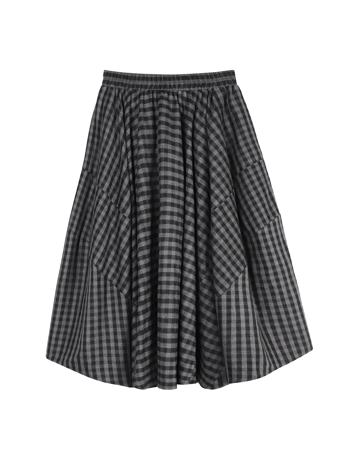 

Sinbounboun Vintage High Waist A-Line Midi Skirt Women's Woolen Plaid Skirts Autumn Winter Faion Ele Sle