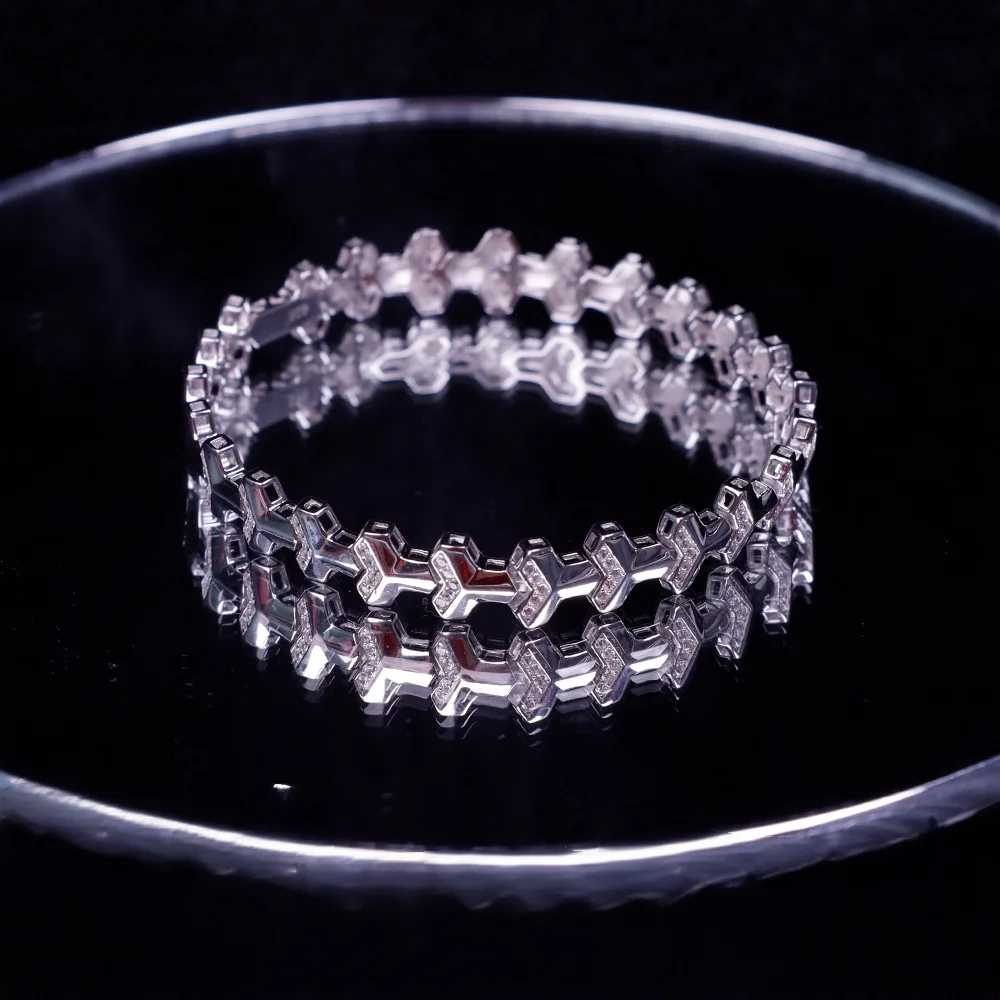 

S925 Sterling Silver Yinyin Pattern Bracelet - Unisex Light Luxury Zircon Bracelet, Original Pure Silver Jewelry Gift for Birthd