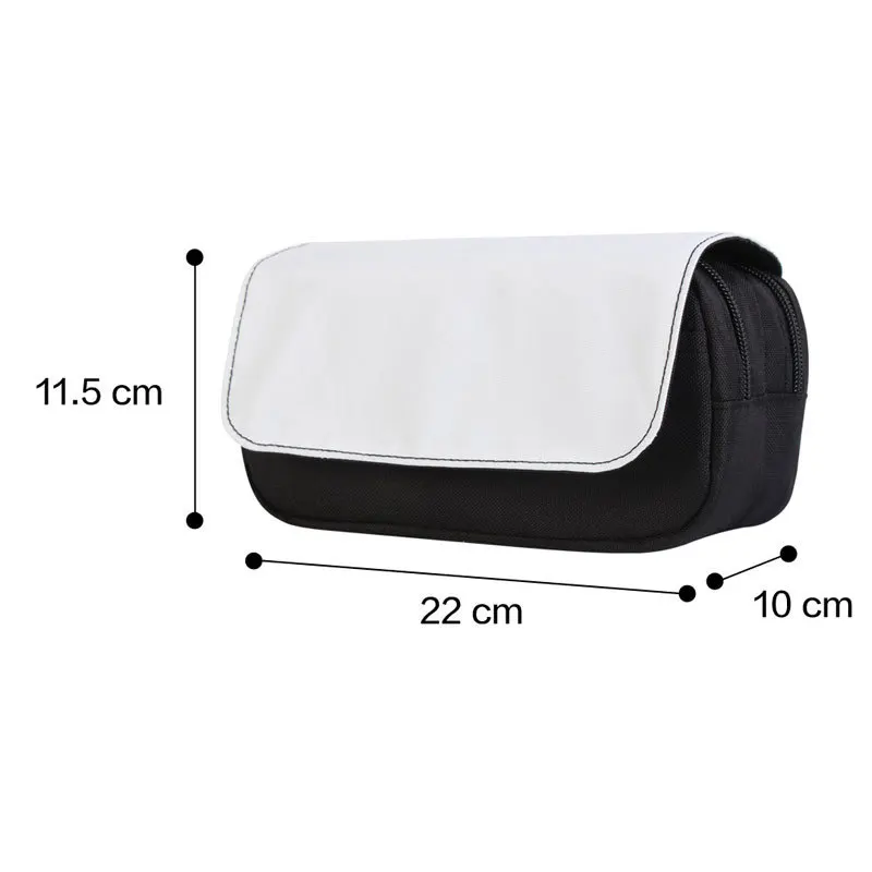 1Pc sublimazione Blanks astuccio nero promozionale borsa di tela Portable Zipper Student Pen Bags per stampa a trasferimento termico foto