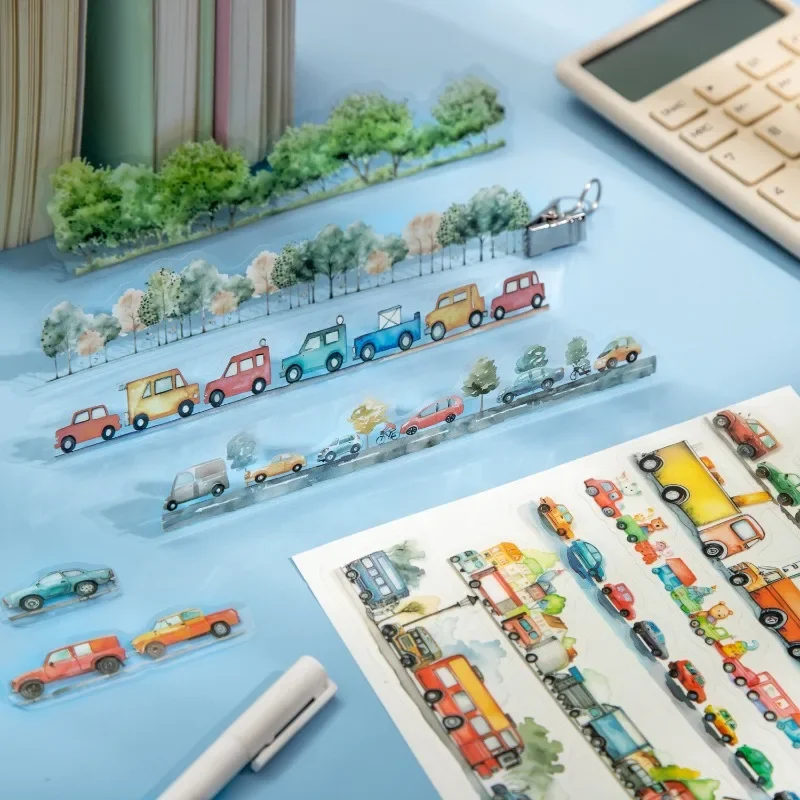 15pcs Handbook Material Decoration Package Cute  Animal Paradise Wonder Book Collage Long Strip Landscaping Sticker 186*60mm