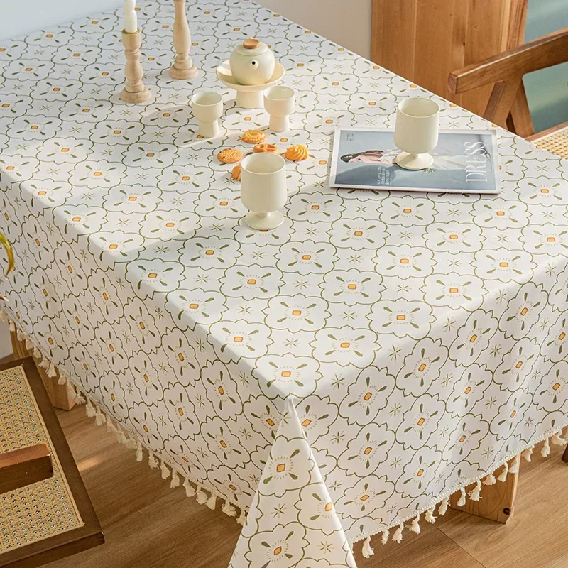 Small Fresh Garden Waterproof and Oil-proof TPU Tablecloth Washless Dustproof Table Mat Rectangular