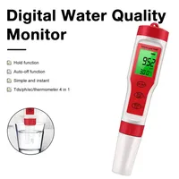 4 in 1 PH TDS EC Temperature Meter Digital Water Quality Monitor Tester for Pools Drinking Water Aquariums