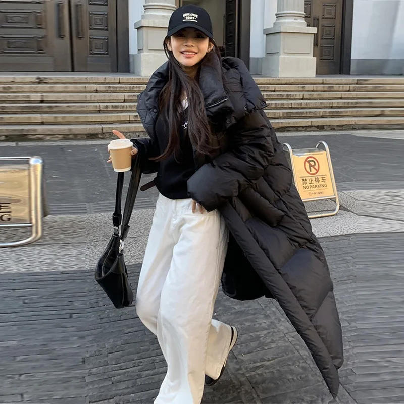 Women's Long Down Jacket Warm Thick White Duck Down Coats Winter Outerwear High-end Feel Comfortable Cool Warm Puffer Jacket