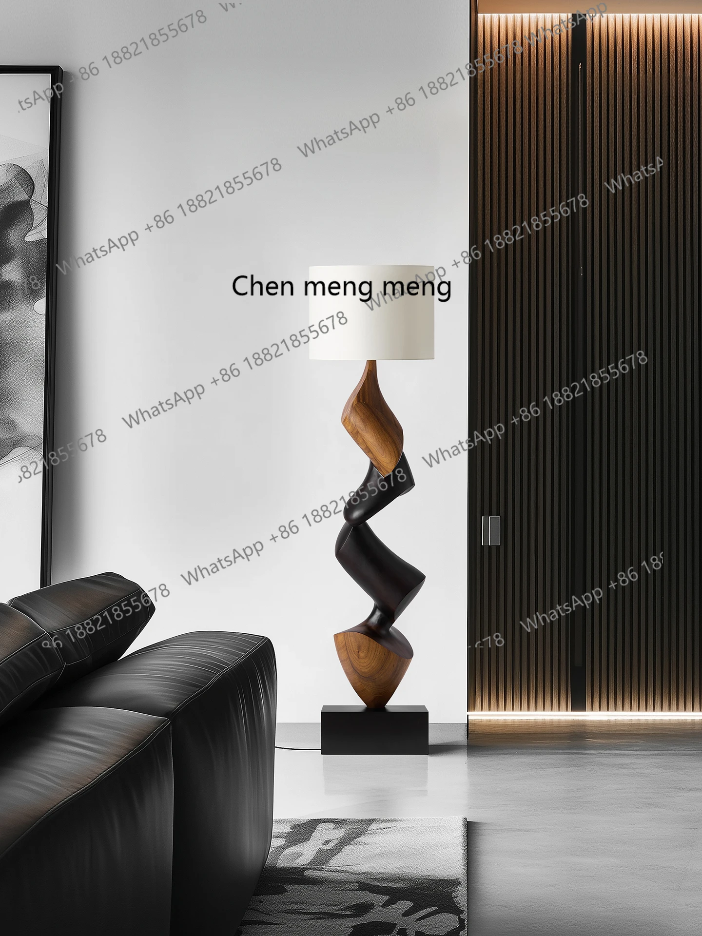 デザイナーによるイタリアンミニマリストの無垢材フロアランプ、高級リビングルーム装飾用垂直アート雰囲気照明